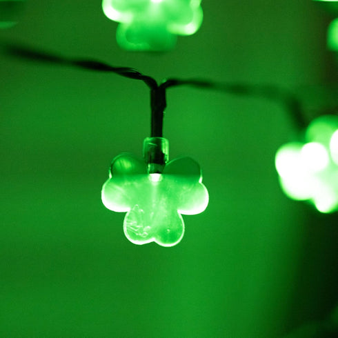 2 Pack 50 8 Dazzle Bright LED St. Patrick's Day Shamrock String Light, Battery Operated Clover String Lights