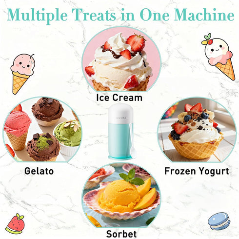 Frozen 0.4QT Secura Mini Ice Cream Maker for Gelato, Sorbet, Yogurt, Automatic Electronic Gelato Maker with Mixing