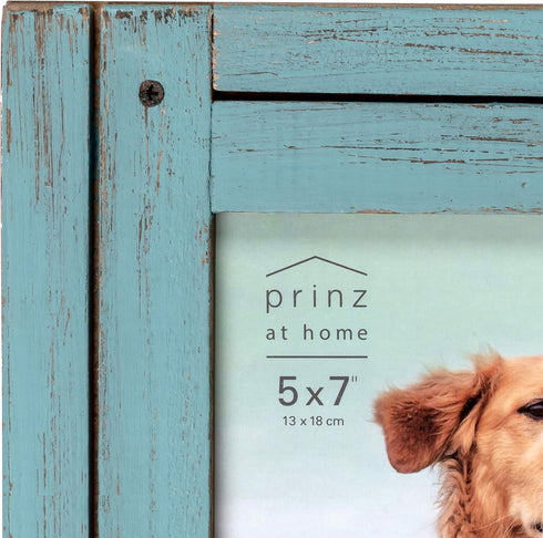 Prinz Homestead 5 x 7 Blue Distressed Wood Frame, Rustic Picture Frame, Coastal Decor