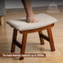 Compact Bamboo Ottoman with Beige Cushion and Brown Legs - Ideal Foot Rest