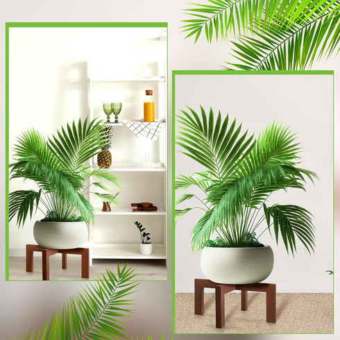 1 Pack 16 Inch 8-18 Inch Wenqik Wood Plant Stand Wooden Plant Pot Holder Mid Century Rattan Flower Boho Rustic Stool