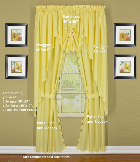 Today's Curtain Buttercup Orleans Scallop Curtain, 63" Swagger Pair, 80" W x 63" L