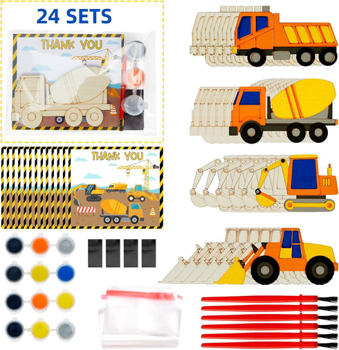 24 Set Construction Birthday Party Supplies, Trucks Parties Craft Construction Theme Birthday Paint Party Favors