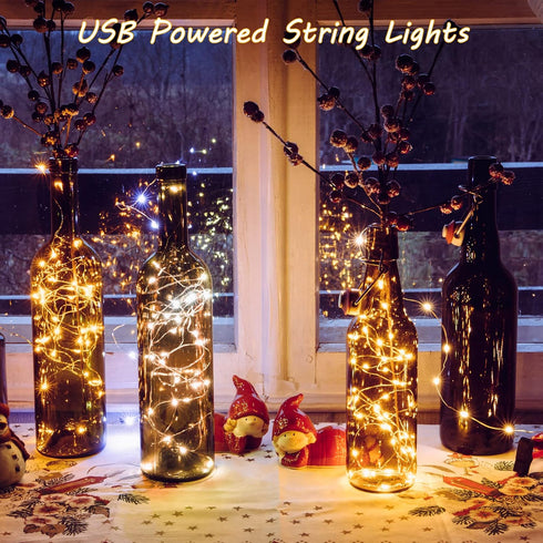 6 33 100 Macarrie Pcs USB String Lights ft LED Fairy Lights Powered String for Christmas Indoor Outdoor Wedding Party