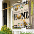 Welcome to Our Home Bumble Bee Spring Summer Decorative Large House Flag, Buffalo Plaid Check Daisy Garden Decor 28x40
