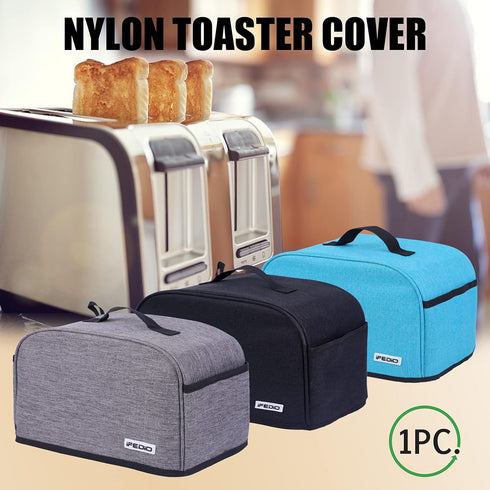 iFedio 4 Slice Toaster Cover with Pockets & Top Handle, Small Appliance Dust Cover, Machine Washable Black
