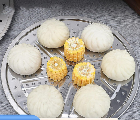 Steaming Plate, 2 Pack 10 Inch Round Food Grade Stainless Steel Steamer Plate for Food Steaming in Kitchen and Outdoors