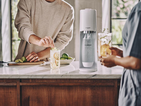 1L Pack sodastream Twin Dishwasher Safe Slim Bottle (White)