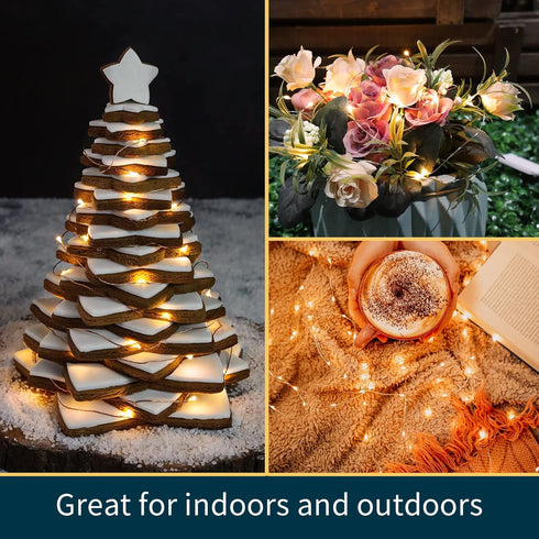 20 Pack 7ft 20 Warm White Battery Operated Fairy Lights, LED Mini String Lights, Copper Wire Twinkle Firefly Starry