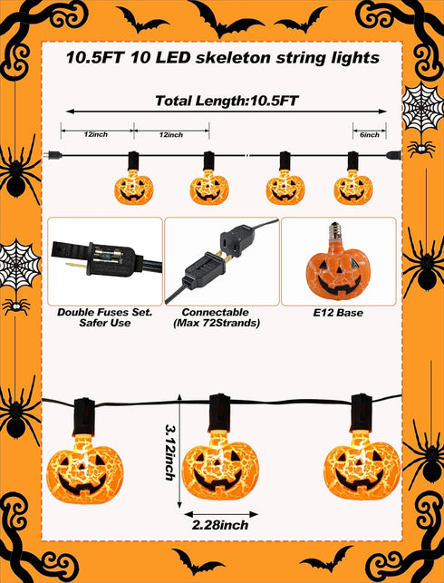 Hobbynors 10.5 Cozy Create a Timeless Halloween Welcome: Feet Classic Pumpkin String Lights, Plug-in & Extendable