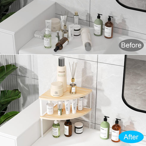 Countertop Set 2 Counter Corner Shelf Organizer - of Corner Shelves for Kitchen Cabinet Organizer, Spice Rack