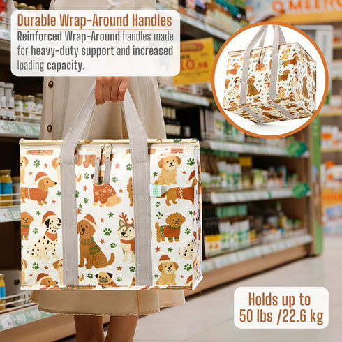 2 Pack 2 Pack) VENO Cooler Bag, Insulated Grocery Bags for Food Delivery, Collapsible Cooler, Reusable Shopping Bags