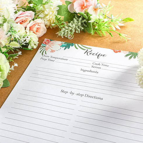 50 Sheets Full Size Recipe Paper Refill Pages, 8.5 x 11 Inch for Recipe Binder Book