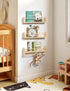 Set 3 Maxpeuvon Nursery Floating Shelves for Wall, of Book Shelves Natural Wood Wall Mounted Organizer with Towel Bar