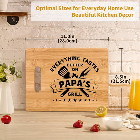 Best Papa Birthday Gifts - Unique Bamboo Cutting Board Gift for Papa Grandpa - Cool Christmas Fathers Day Gift for Papa