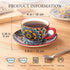 8.5 oz Set, Set 6, Henten Home Cappuccino Cup and Saucers Ceramic Coffee Cup of Bohemian Cup for Latte, Tea, Hot Cocoa