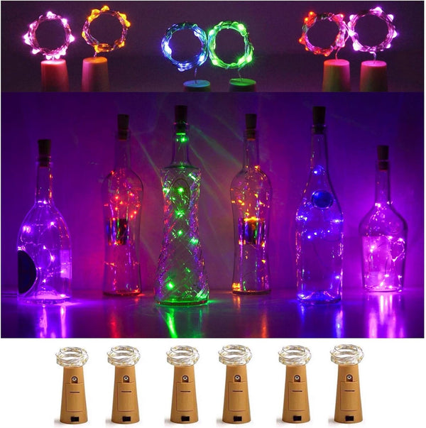 Wine Bottle Lights with Cork, 6 Pack Battery Operated 15 LED Cork