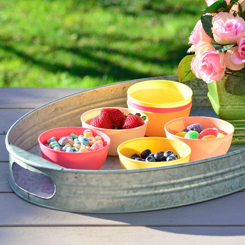 Youngever 9 Pack 10 Ounce Plastic Bowls, Kids Plastic Bowls Set of 9 in Peach Colors