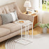 Easy Paws Small C Shaped Table for Sofa,Glass Couch Sofa Tray Snack Table for Living Room, Bedroom,TV Tray Table