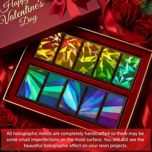 Ziliny Windmill and Diamond Holographic Chocolate Bar Mold Silicone, Rainbow Light Effect Chocolate Bar Deep Thick