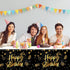 Ruisita 2 Pack Black Gold Table Cloth Cover, Happy Birthday Tablecloths for Indoor or Outdoor Parties
