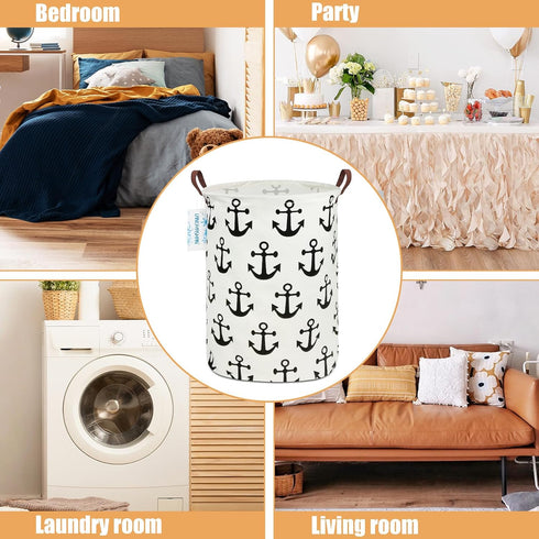 LANGYASHAN Laundry Basket Canvas Fabric Collapsible Organizer for Storage Bin Toy Bins Gift Baskets
