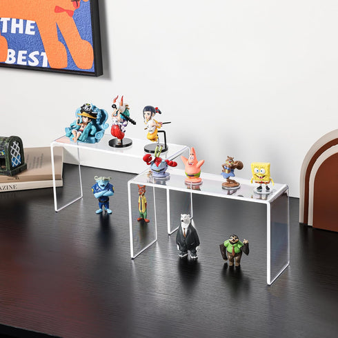 4 Pack (9.2 3 5 inches) Aminigram Acrylic Risers Display Stands, Display Stands for Collectibles, Clear Acrylic Shelf