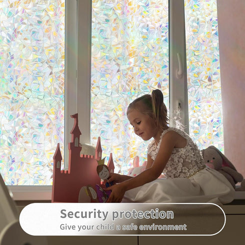 WPCTEV 3D Window Film | No Glue Privacy Glass Sticker | Static Cling Heat Control | 17.7" x 6.5'