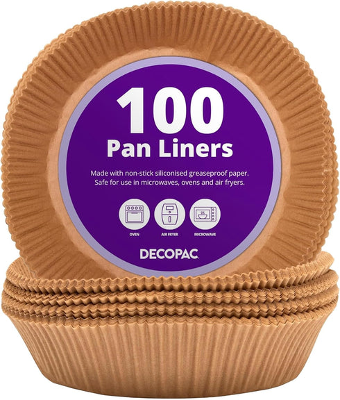 DecoPac 8" Cake Pan Liners, 100 Pack, Non-Stick Siliconized Greaseproof Paper for Cakes and Pies