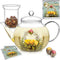 Teabloom Heatproof Borosilicate Glass Teapot (40 OZ) with Removable Loose Tea Infuser and 2 Blooming Teas