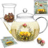 Teabloom Heatproof Borosilicate Glass Teapot (40 OZ) with Removable Loose Tea Infuser and 2 Blooming Teas