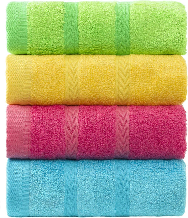 MEMRUI Multicolor Fingertip Towels for Bathroom, Kid's Face Towels, 10 x 18 Inches, 4 Pcs