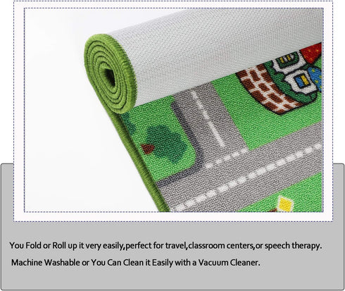 5.2x3.3 Yincimar Kids Play Rug for Playroom ft Town City Road Map Car Mat Play Mat Educational Learning Carpet Area Rug