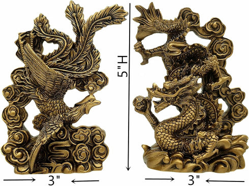 Betterdecor Feng Shui Chinese Dragon and Phoenix Statue, Decoration for Family Harmony, Love, and Prosperity