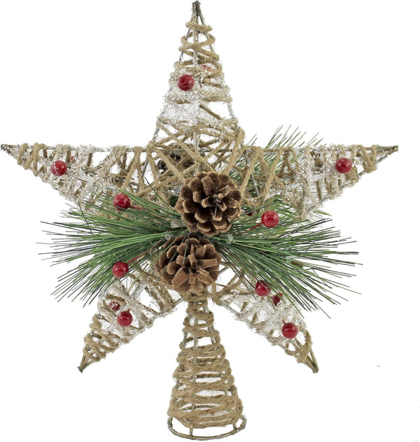 Kurt Adler 11-Inch Natural Star with Pinecones Treetop