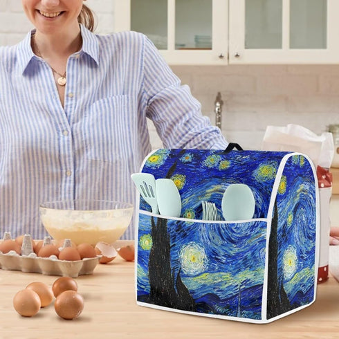 Starry Night Stand Mixer Cover for Kitchen Aid 4.5-5 Quarts, Washable Dust Cover with Handle and Pocket for Small
