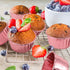 Rose Gold Foil Cupcake Liners, 100 pcs Disposable Muffin Liners, 3.5 Oz Wrappers for Baking