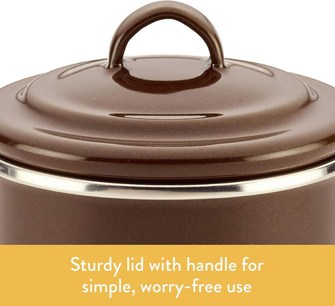 Ayesha Curry Enamel on Steel Bacon Grease Can, 4 Inch, Brown Container
