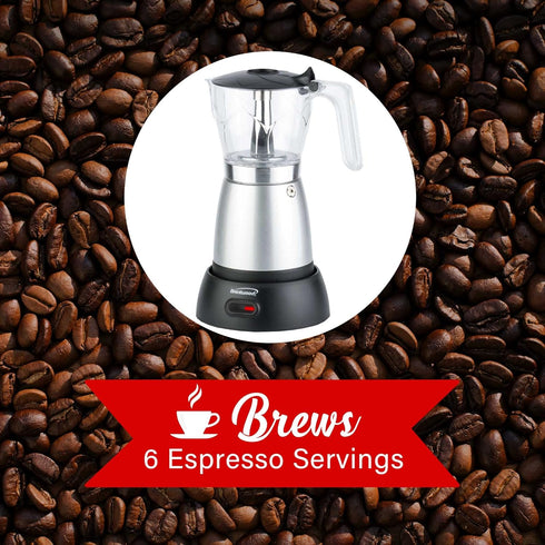 Brentwood TS-119S Electric Moka Pot Espresso Machine, 6 Servings, Silver