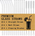 Piteno 12Pcs Glass Straws with 4Pcs Brushes, Reusable Clear Glass Drinking Straws, 8.5''x10MM,