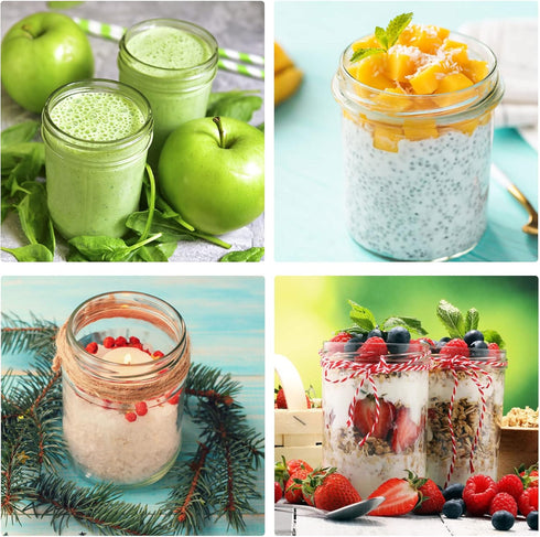 8 OZ, 8 OZ VERONES Mason Jars Canning Jars Jelly Jars With Regular Lids, Ideal for Jam, Honey, Wedding Favors, Shower