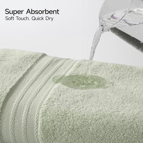 Set 8-100% Set 600 2 2 4 REDKISS Green Towel of Cotton Luxury Bath Towels for Bathroom, GSM Highly Absorbent Bathroom