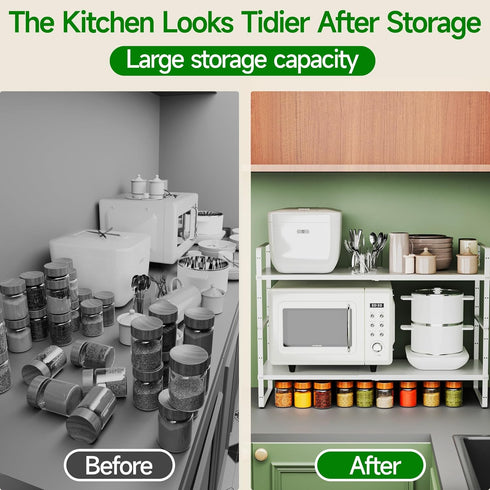 LOCVCDA Countertop Expandable Cabinet Organizer Shelf, Adjustable Height Organizer Riser for Kitchen Cabinet Spice Rack