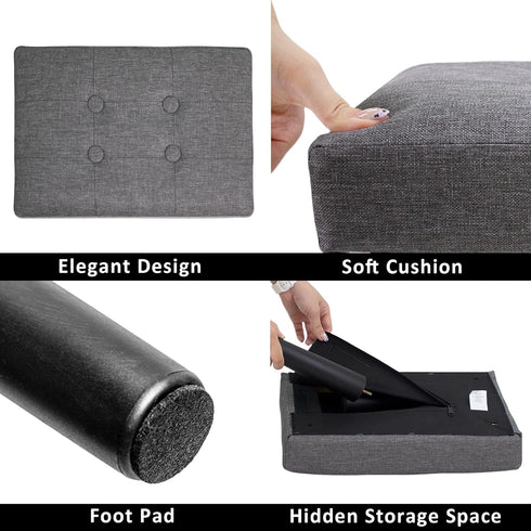 CAROLMADE Ottoman Foot Rest, Linen Small Ottoman Foot Stool with Legs Modern Footstool Ottomans for Living Room