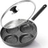 Modern Innovations 4-Cup Nonstick Egg Frying Pan with Lid, Mini Pancake Pan for Stove Top, Breakfast Maker
