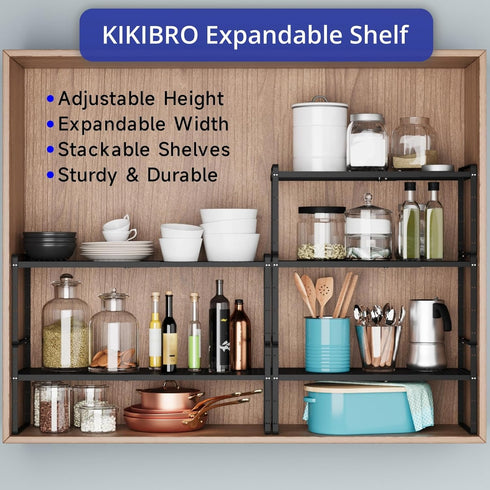 Countertop 1 Pack Expandable Cabinet Shelf Organizers, Kitchen Small Stand Rack Organization for Cupborad Pantry
