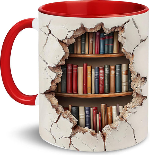 Bookshelf Mug - Gift For Book Lovers - Gift For Librarians -