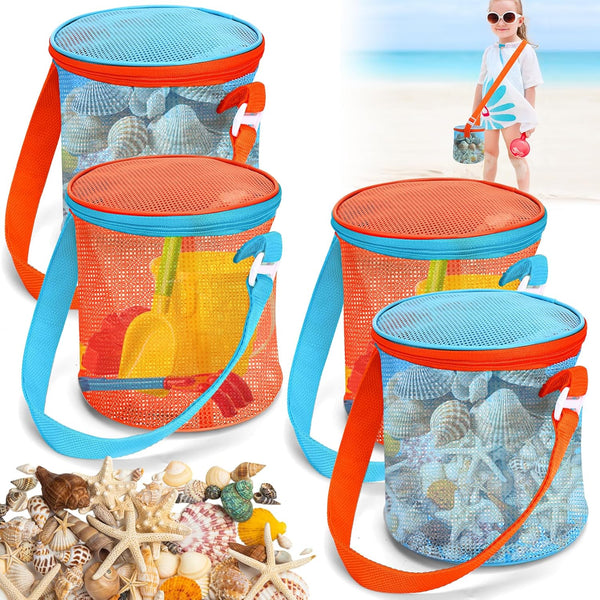 Vodolo Sea Shell Bags for Beach,4pcs Mesh Seashell Holder,Shelling Collecting Tools Travel