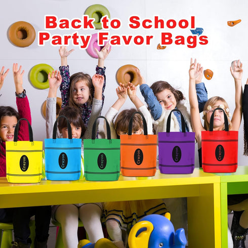 24 Hosuly Pcs Back to School Crayon Tote Bags End of Year Gift Bags Bulk Goodies Decor for Teacher Appreciation