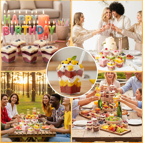 400 5 oz Pcs Dessert Cups with Lids & Spoons, Reusable Clear Plastic Parfait & Appetizer Cups, Mini Dessert Shooters